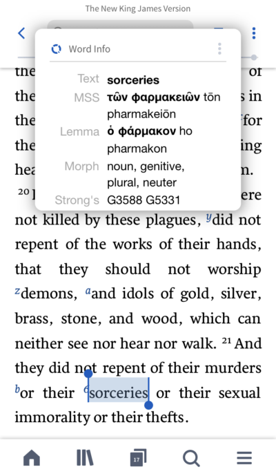 Revelation 9:21 Pharmakon Logos Bible Software